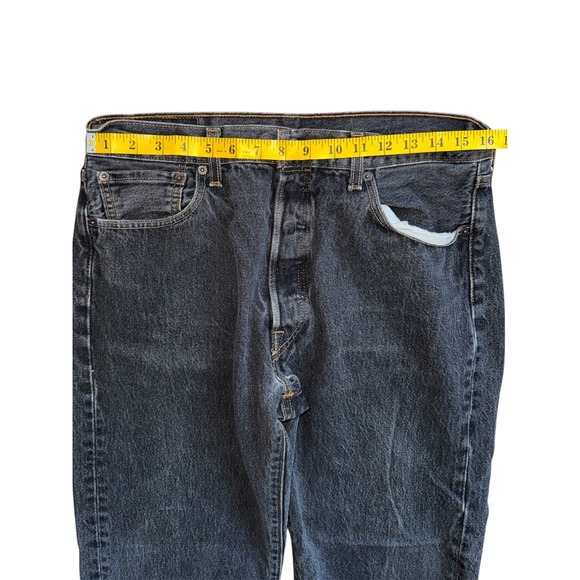Levis 501 Original Fit Jeans Mens 32 X 27 Dark Wash Blue Straight Leg Denim - Picture 5 of 8